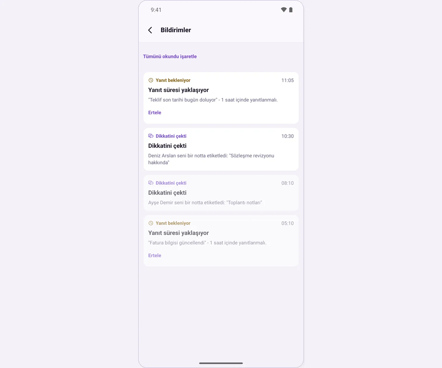 Notification center