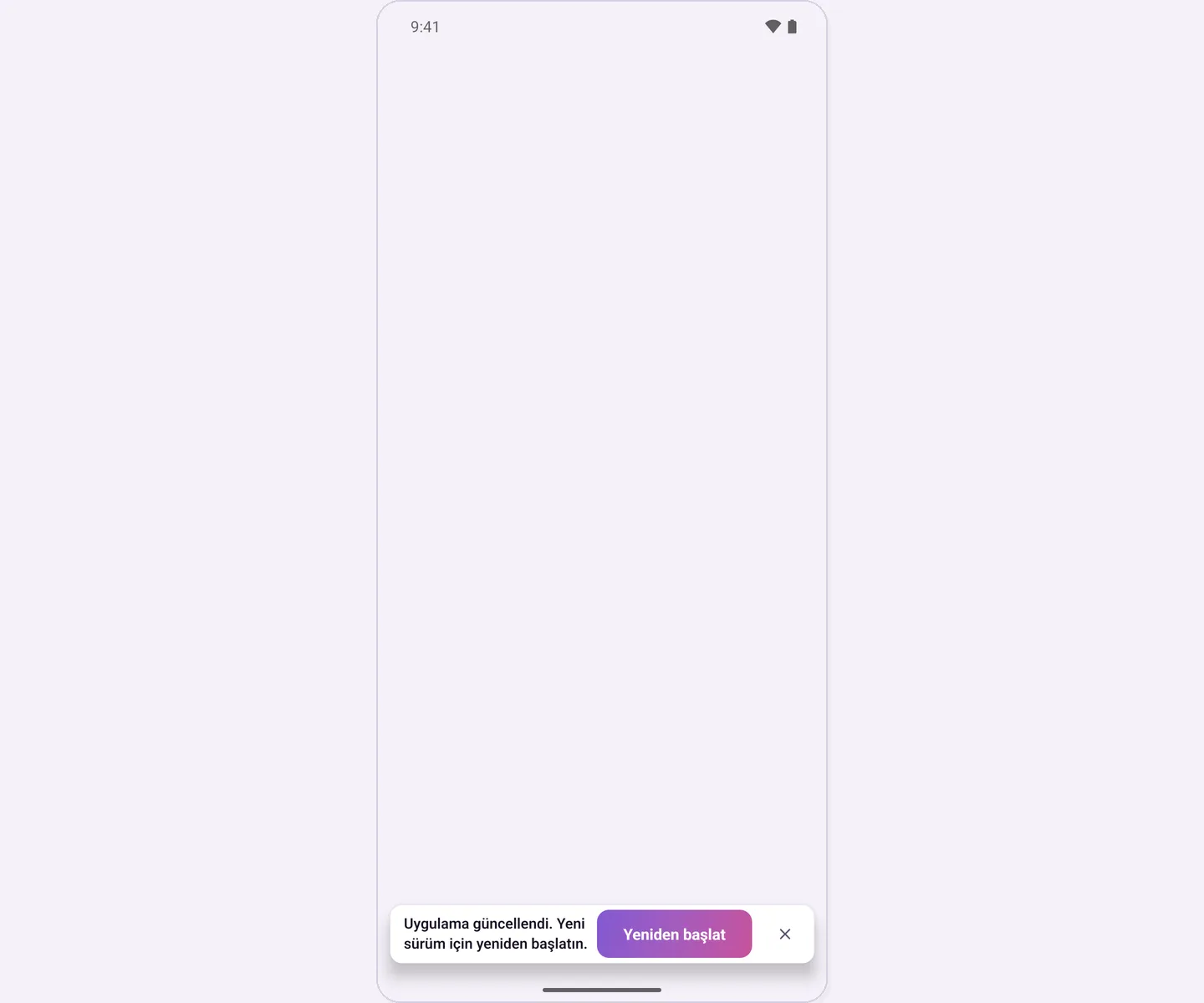 Update ready bar and Restart button at the bottom of the screen