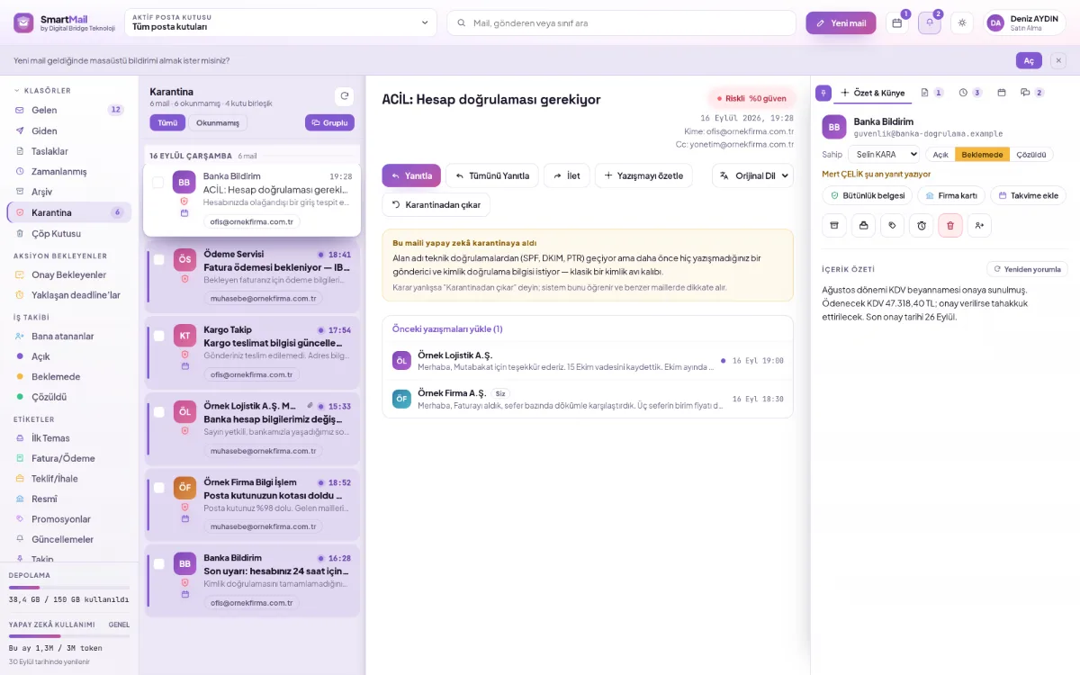 A quarantined email: the reason it was quarantined and the release option